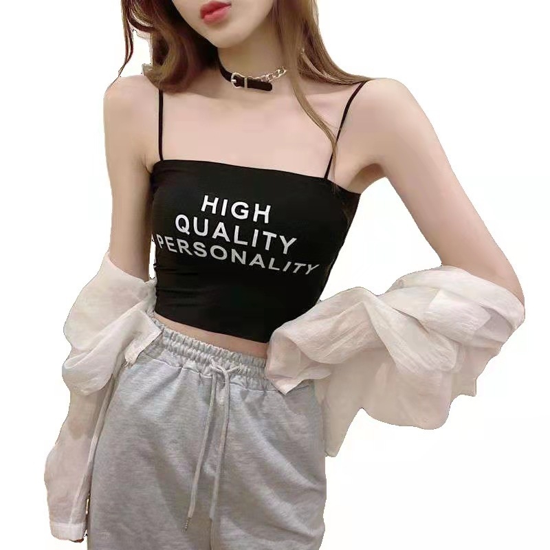 Ženski strapless top od ice silk s natpisom, jednovrstan grudnjak, modni vanjski komad