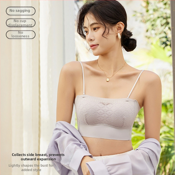 Tube top za prsa s trokutastim košaricama, tan gornji dio/ debeli donji dio, Ice Silk tkanina, Nylon