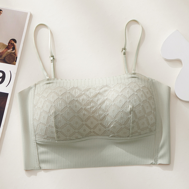 Tube top za prsa s trokutastim košaricama, tan gornji dio/ debeli donji dio, Ice Silk tkanina, Nylon