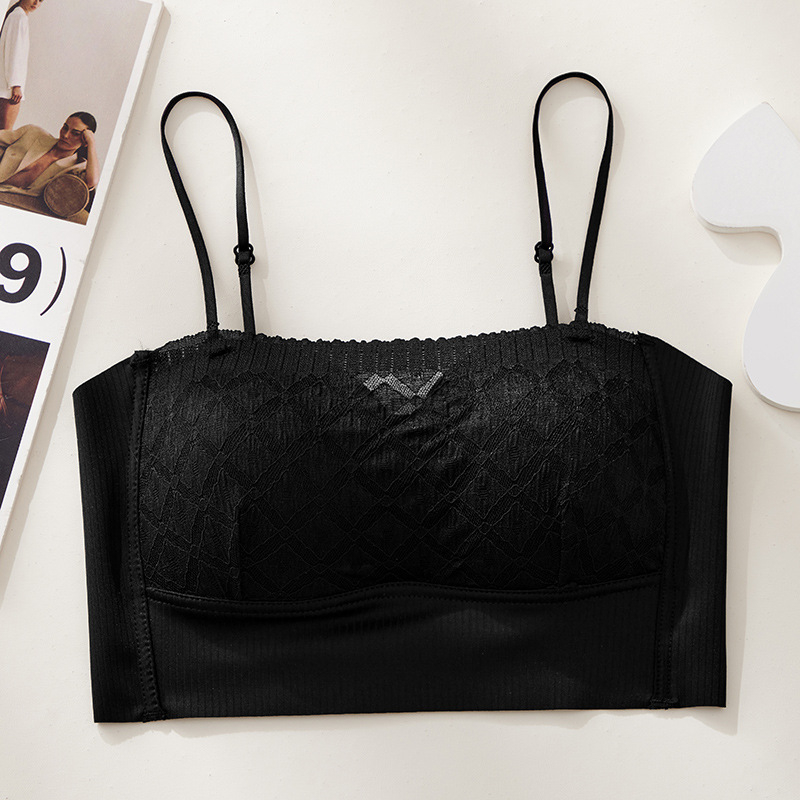 Tube top za prsa s trokutastim košaricama, tan gornji dio/ debeli donji dio, Ice Silk tkanina, Nylon