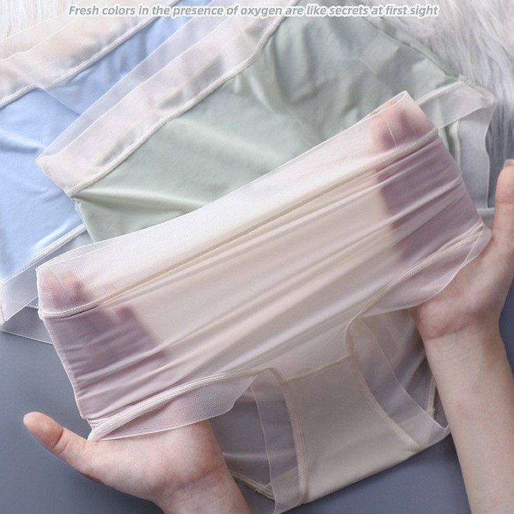 Ženske gaćice s visokim strukom, ultra tanke, Ice Silk, antibakterijske, prozračne, plus veličina