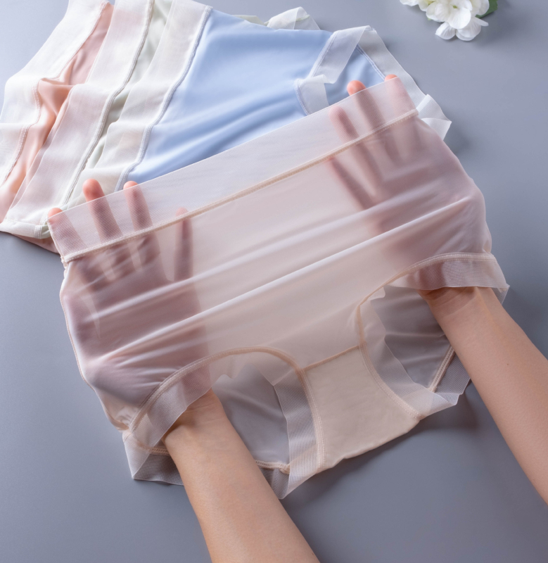 Ženske gaćice s visokim strukom, ultra tanke, Ice Silk, antibakterijske, prozračne, plus veličina