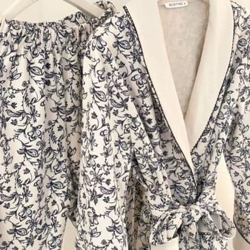 Dvodjelni set pidžama od Island Velvet, s dizajnom vezanja, kardigan stil, deblji materijal 201–250 g/m²