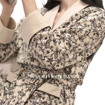 Dvodjelni set pidžama od Island Velvet, s dizajnom vezanja, kardigan stil, deblji materijal 201–250 g/m²