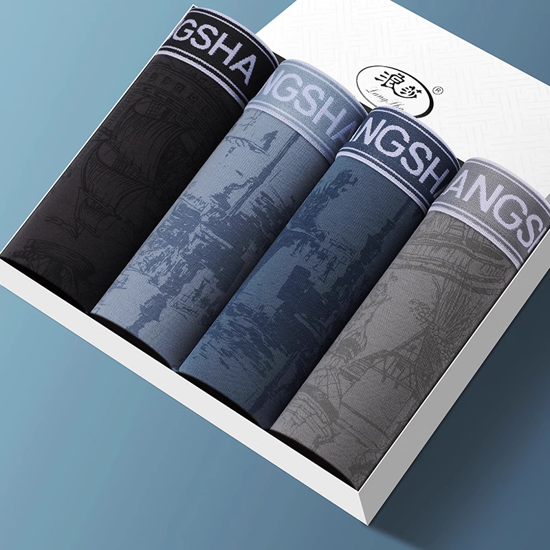 Boxer bărbătești din bumbac respirabil, talie medie, tricotat; țesătură principală: 95–100% bumbac; zona inghinală: viscoză 92%, mătase de dud 4%, spandex 4%