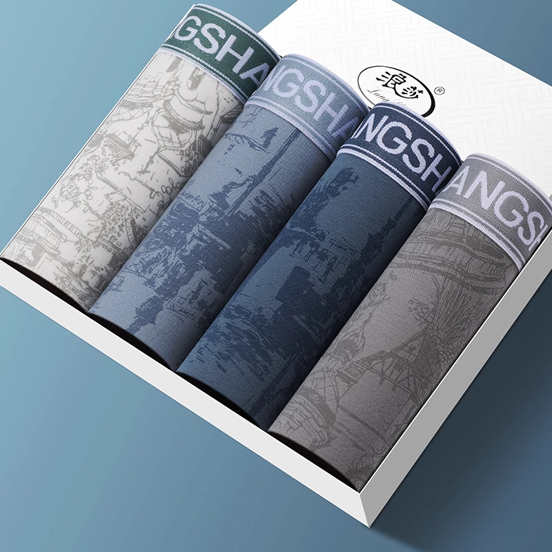 Boxer bărbătești din bumbac respirabil, talie medie, tricotat; țesătură principală: 95–100% bumbac; zona inghinală: viscoză 92%, mătase de dud 4%, spandex 4%