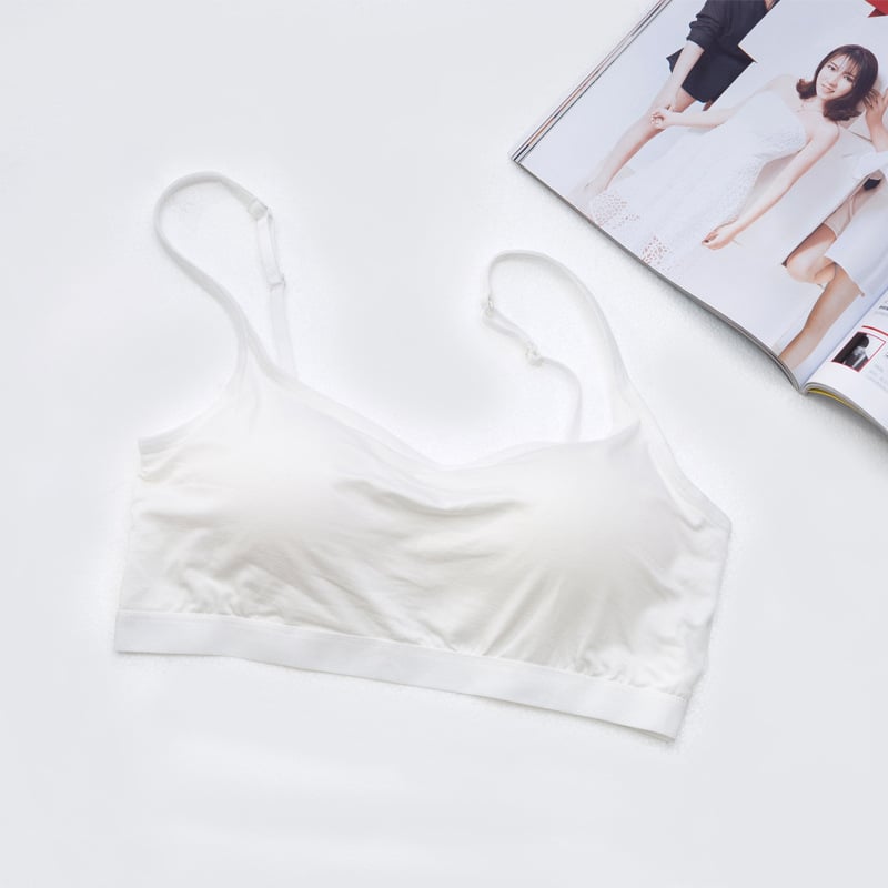 Maieu-camisolă tricotată pentru femei cu pernă pentru bust – croială slim, lungime ultra- scurtă, material modal cu viscoză și spandex, microelasticitate, bretele nemontate