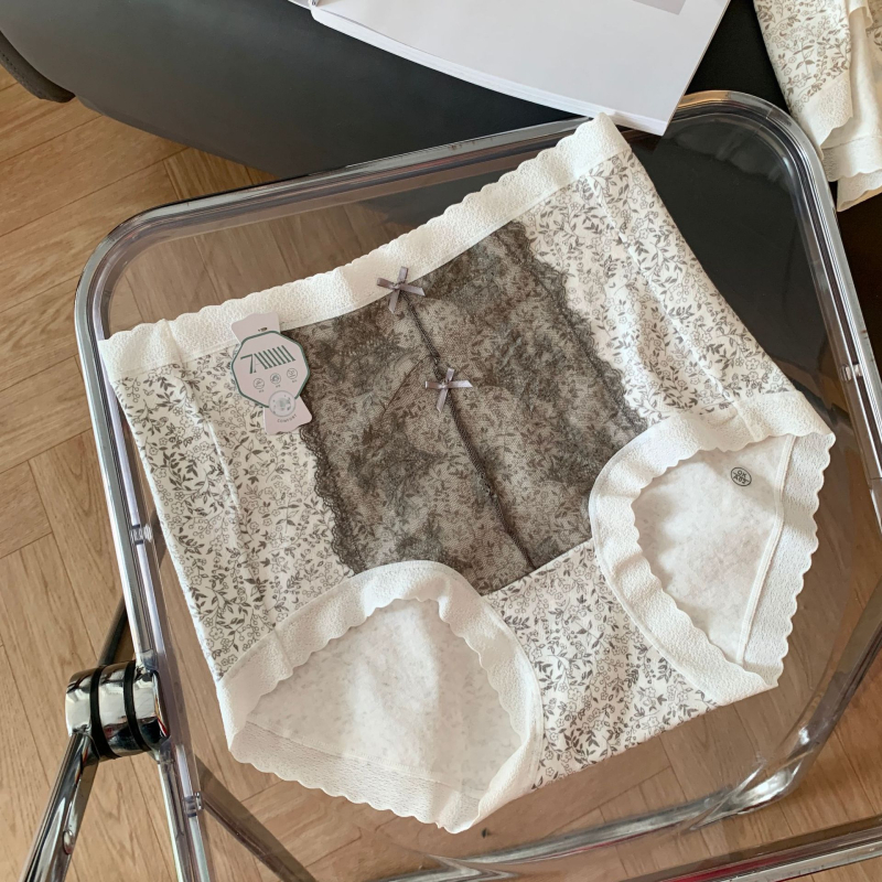Ženske gaćice od pamuka jacquard, visokim strukom, cvjetni uzorak, kontrola trbuha, podizanje stražnjice, antibakterijske, prošireni predeo prepona