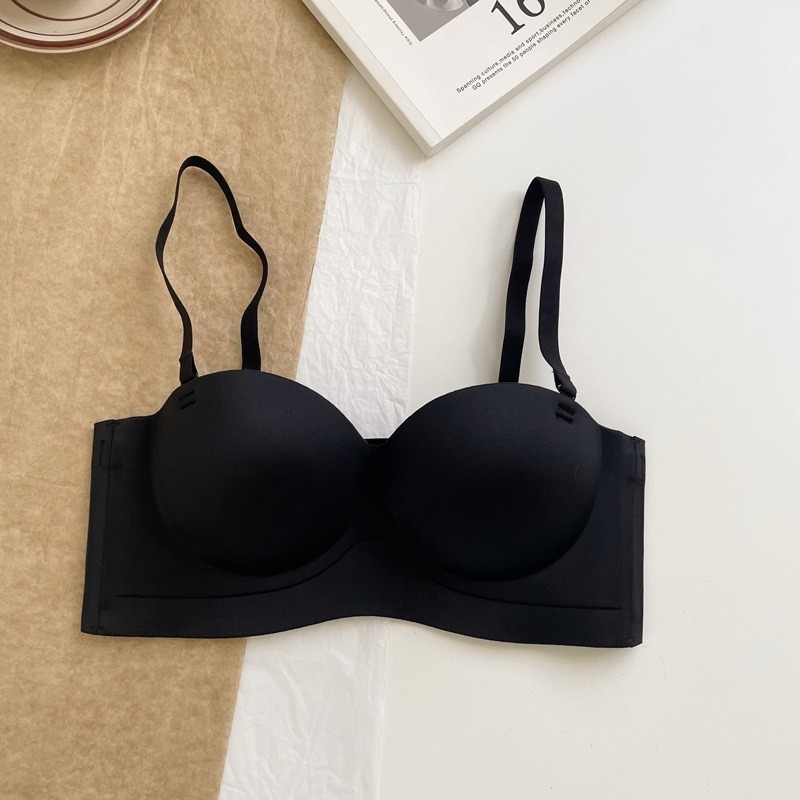 Без презрамки бюстгальтер, антихлъзгащ се, повдигащ, безшевен, с подплънки за гърди