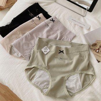 Lenjerie intimă pentru menstruație, respirabilă și anti-scurgeri, talie medie, tricot, căptușeală 80-90% fibră regenerată de celuloză, culoare solidă