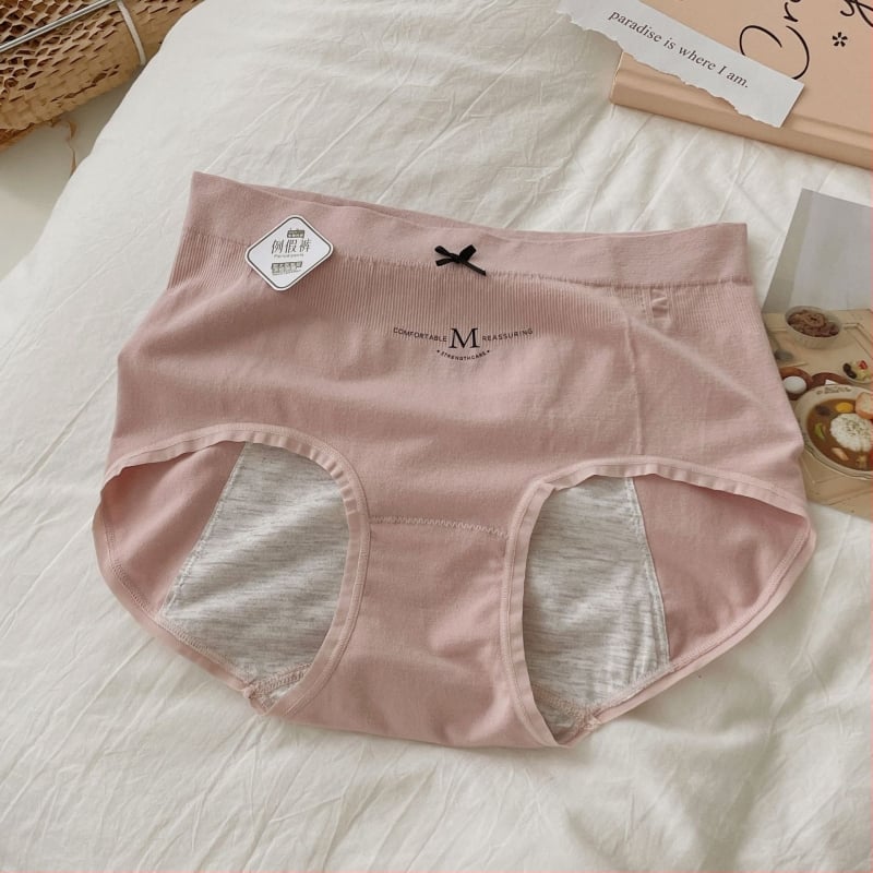 Lenjerie intimă pentru menstruație, respirabilă și anti-scurgeri, talie medie, tricot, căptușeală 80-90% fibră regenerată de celuloză, culoare solidă