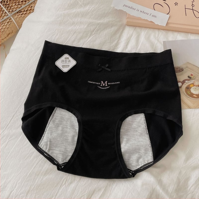 Lenjerie intimă pentru menstruație, respirabilă și anti-scurgeri, talie medie, tricot, căptușeală 80-90% fibră regenerată de celuloză, culoare solidă