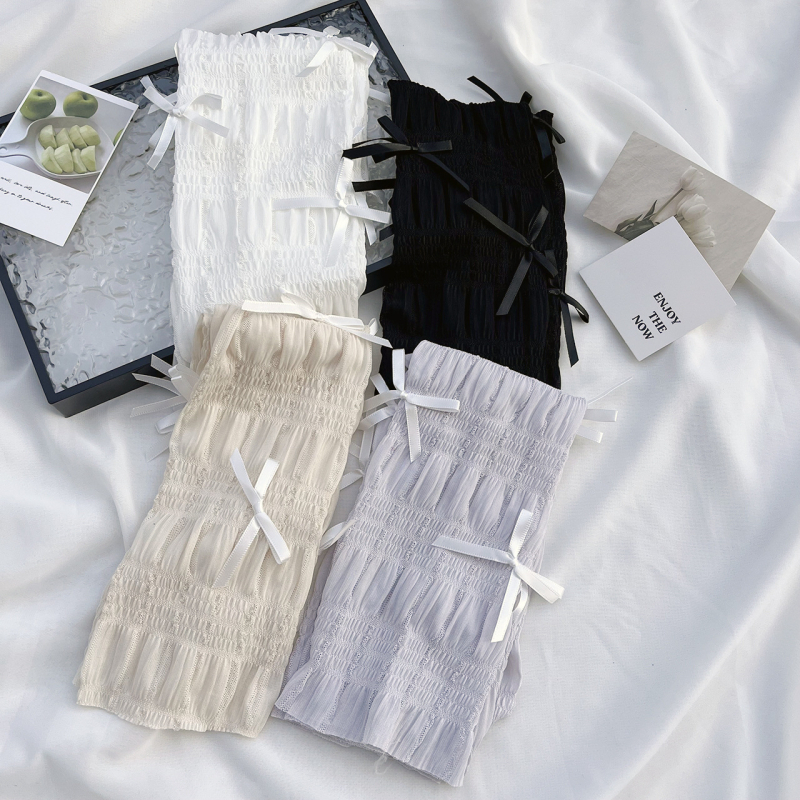Ženske ljetne UV rukavice za nadlakticu s čipkastom mašnicom, Ice Silk-Nylon smjesa, 71–80% Ice Silk, 21–30% Spandex