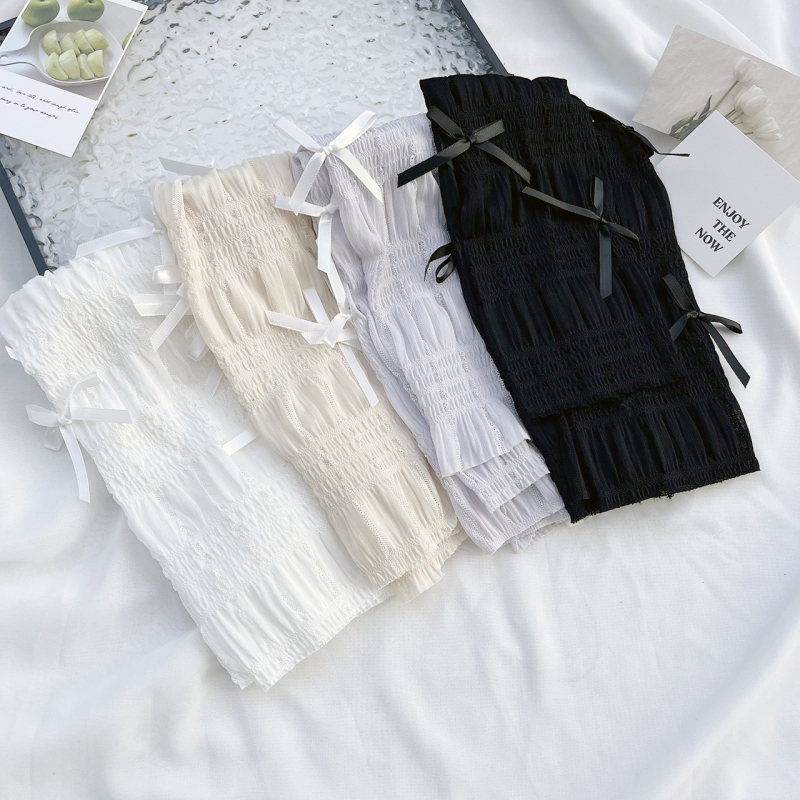 Ženske ljetne UV rukavice za nadlakticu s čipkastom mašnicom, Ice Silk-Nylon smjesa, 71–80% Ice Silk, 21–30% Spandex