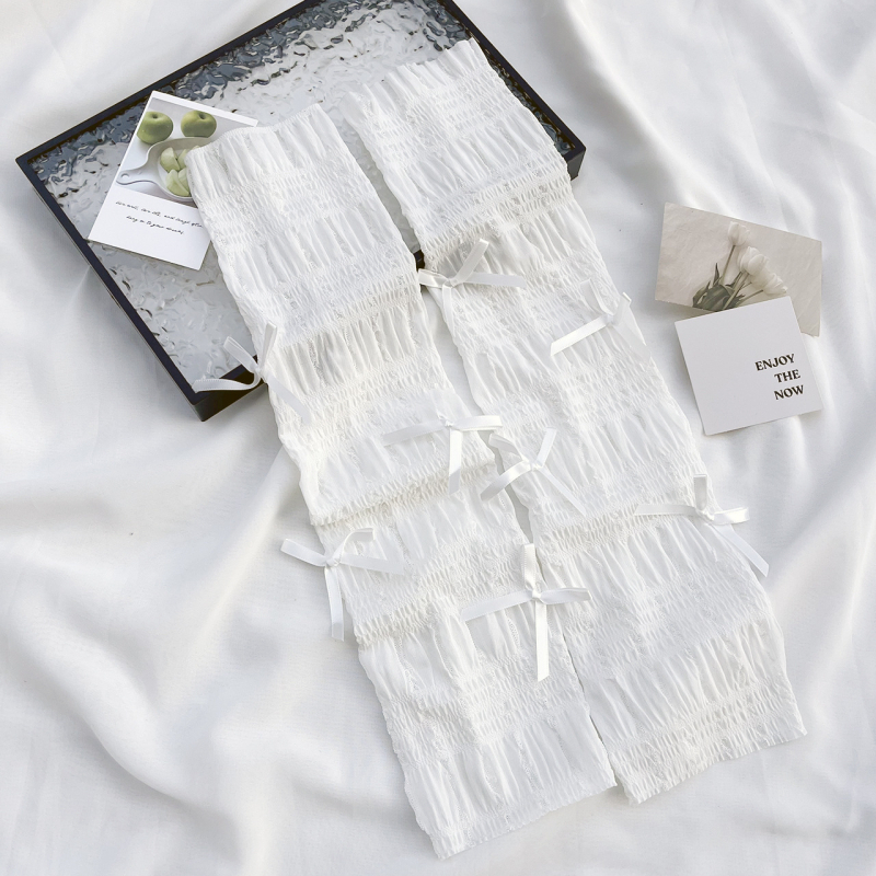Ženske ljetne UV rukavice za nadlakticu s čipkastom mašnicom, Ice Silk-Nylon smjesa, 71–80% Ice Silk, 21–30% Spandex