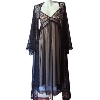 Ženski pidžama set, francuski stil, mrežasta tkanina, poliester, V-dekolte, dugi rukavi, tanke težine 121–140 g/m2, kućna udobnost