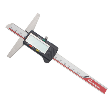 Skaitmeninis gylio matuoklis su skaitmeniniu ekranu, nerūdijantis plienas, 0–150 mm diapazonas, vienu ir dvejais kabliai, aukšta tikslumas