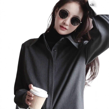 Женска риза с поло яка, полиестер с ароматна облачна нишка, стил фалшив двучастен, без ръкави, копчета в една редица, стандартна версия, пролет 2025