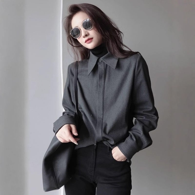 Женска риза с поло яка, полиестер с ароматна облачна нишка, стил фалшив двучастен, без ръкави, копчета в една редица, стандартна версия, пролет 2025