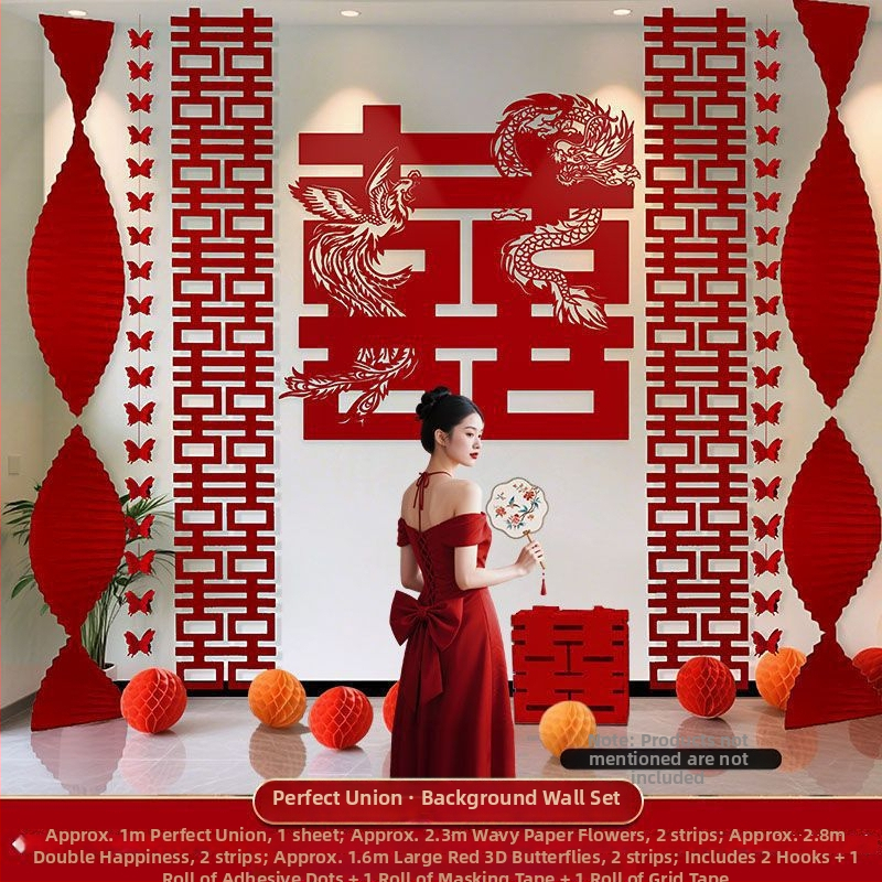 Set dekoracija svadbene sobe s pozadinom zida i rekvizitima za fotografiju za spavaću sobu i novi dom