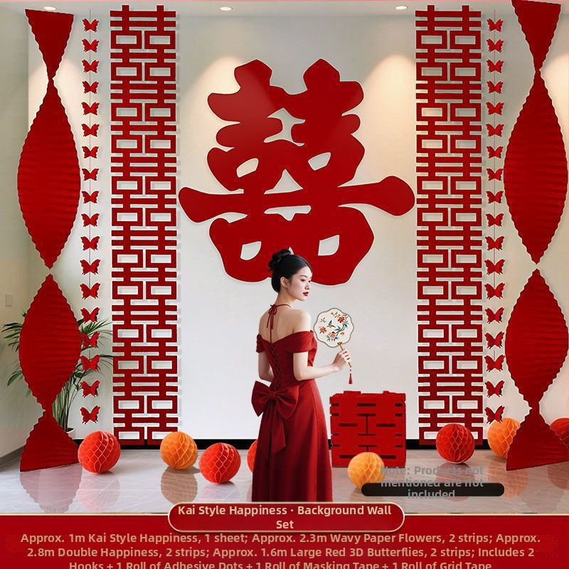 Set dekoracija svadbene sobe s pozadinom zida i rekvizitima za fotografiju za spavaću sobu i novi dom