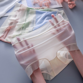 Ženske gaćice od Ice Silk, ultra tanke, visok struk, bezšivne, prozračne, visoka elastičnost, plus veličina Paclitaxel