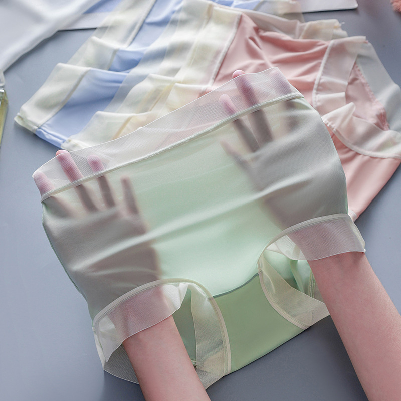 Ženske gaćice od Ice Silk, ultra tanke, visok struk, bezšivne, prozračne, visoka elastičnost, plus veličina Paclitaxel