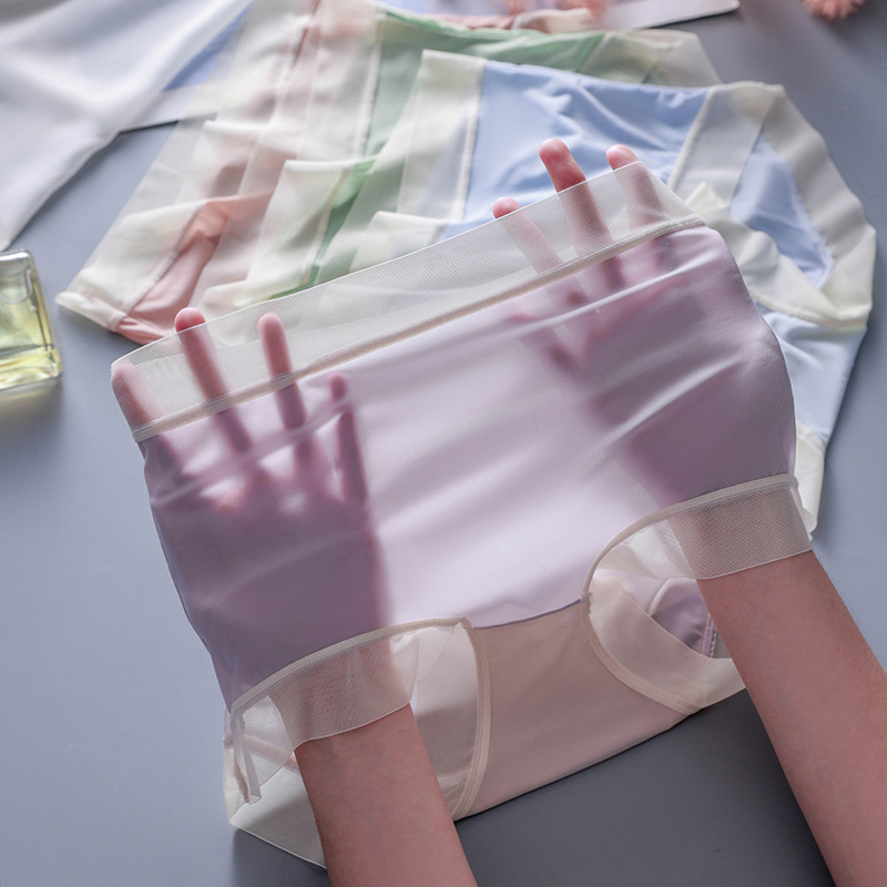 Ženske gaćice od Ice Silk, ultra tanke, visok struk, bezšivne, prozračne, visoka elastičnost, plus veličina Paclitaxel