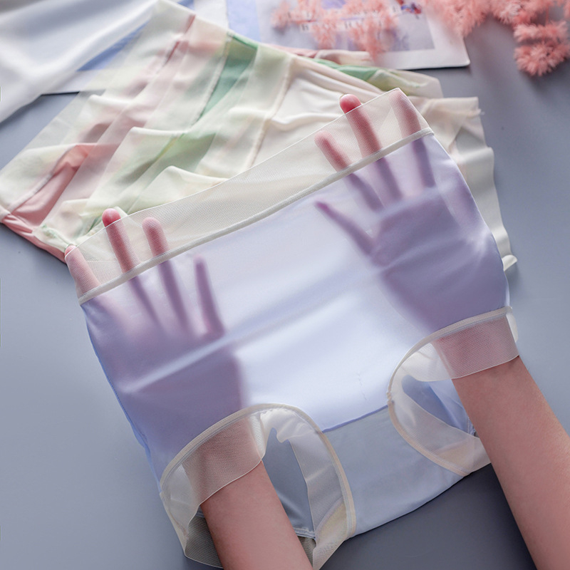 Ženske gaćice od Ice Silk, ultra tanke, visok struk, bezšivne, prozračne, visoka elastičnost, plus veličina Paclitaxel