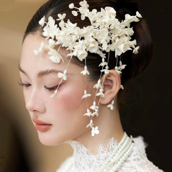 Щипка за коса с ресни в стил Фея, сватбен аксесоар, пластмасова, релефна обработка