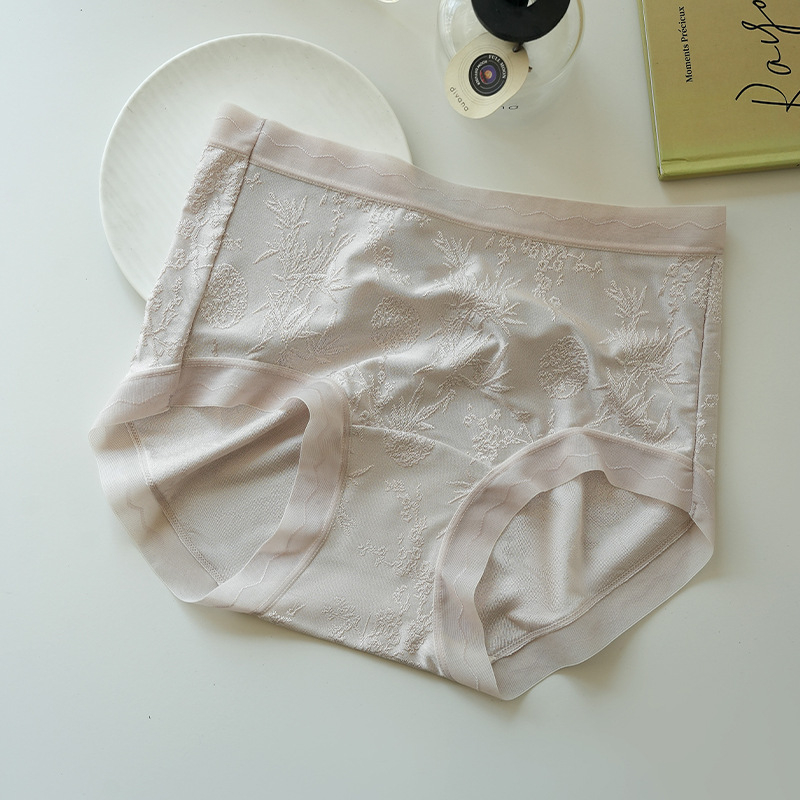 Ženske gaćice od čipke od ice silk, bezšivne, veliki veličine, antibakterijske, podstava od mulberry silk
