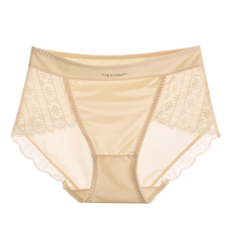 Ženske gaćice visokog struka od Ice Silk, čipkaste, podizanje stražnjice, prozračné i antibakterijske, tanke, plus veličina