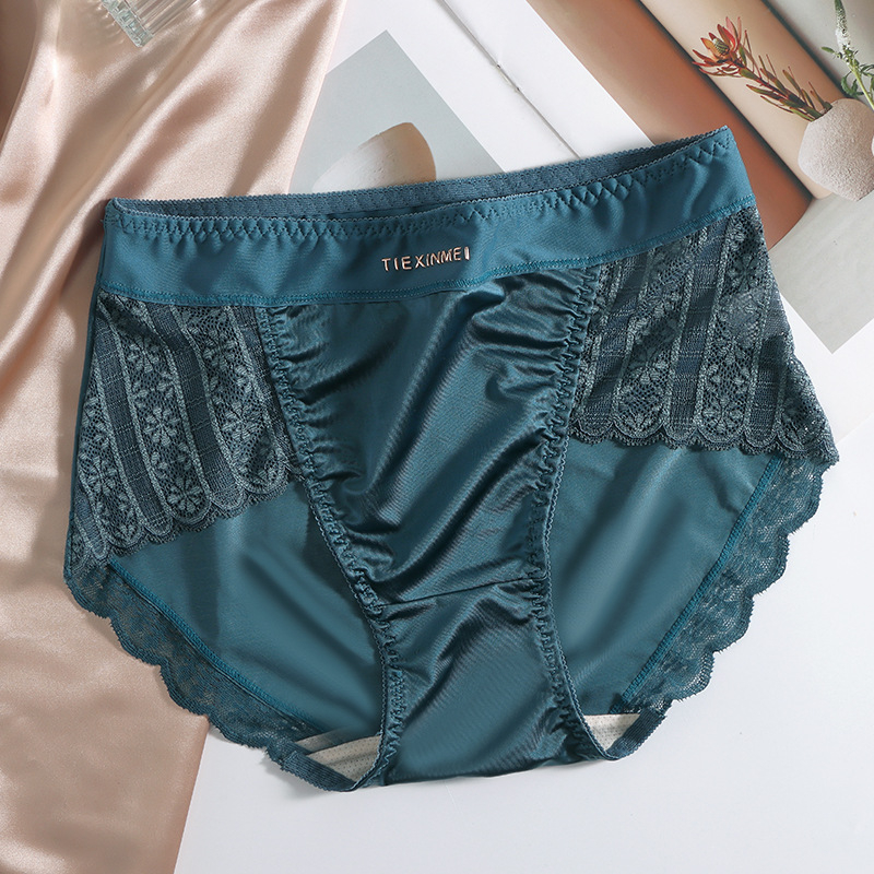Ženske gaćice visokog struka od Ice Silk, čipkaste, podizanje stražnjice, prozračné i antibakterijske, tanke, plus veličina
