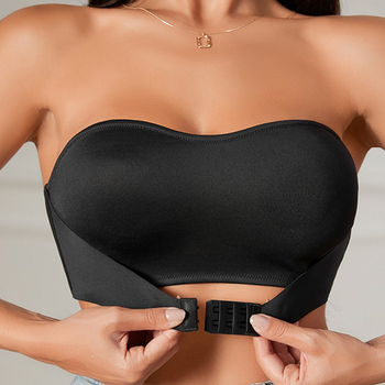 Strapless спортен сутиен с предно закопчаване, без жици, безшевен дизайн, 3/4 чашка с дебело оформени чашки