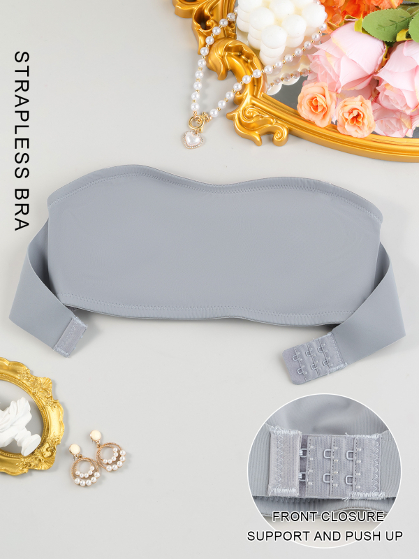 Strapless спортен сутиен с предно закопчаване, без жици, безшевен дизайн, 3/4 чашка с дебело оформени чашки