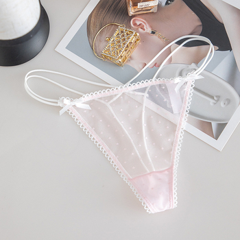 Ženske tangice s čipkom, niski struk, najlon čipka s pamukom, prozračné, bez šavova