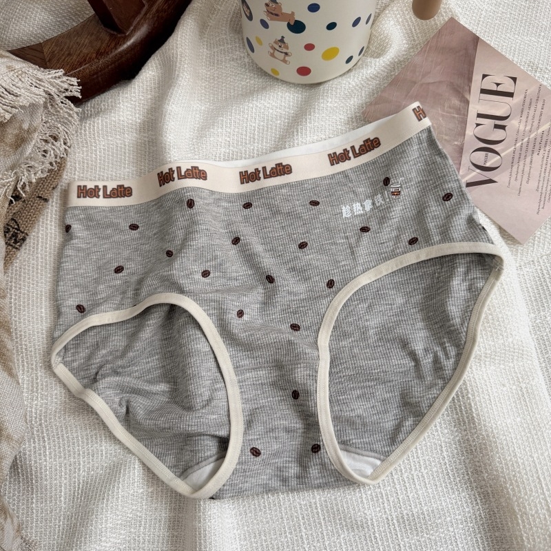 Plus-Size Γυναικείες Εσώρουχες από Βισκόζη — Διαπνοές, 80–90% Βισκόζη, Μεσαία Μέση, Βαμβακερή Επένδυση, Εκτύπωση Κόκκων Καφέ, Ριμπ Ύφανση