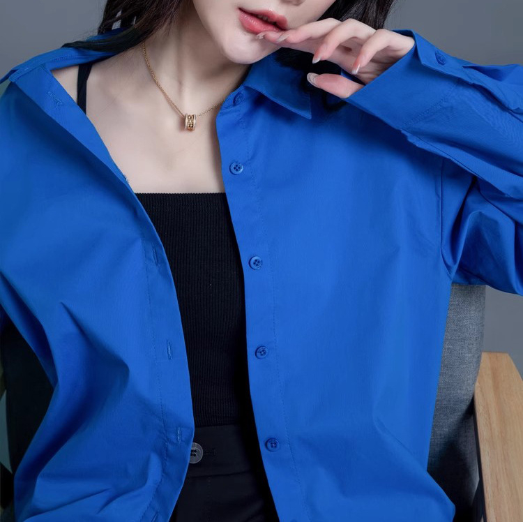 Ženska košulja u kardigan-stilu, pamuk, dugi rukavi, kvadratni ovratnik, kolaz dizajn