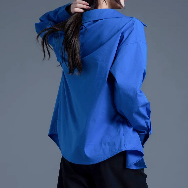 Ženska košulja u kardigan-stilu, pamuk, dugi rukavi, kvadratni ovratnik, kolaz dizajn