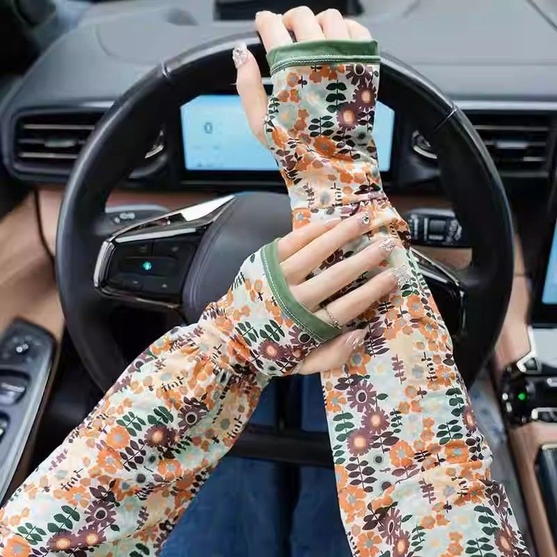 Дамски Ice Silk ръкави за слънцезащита, летни тънки за шофиране, 61–70% акрилно влакно