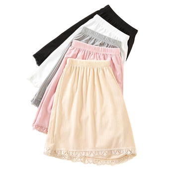 Moterų saugos šortai vasarai, kvėpuojantis Ice Silk audinys su nėrinių kraštu, dryžuotas raštas, vidurio juosmuo, pamušalas Ice Silk