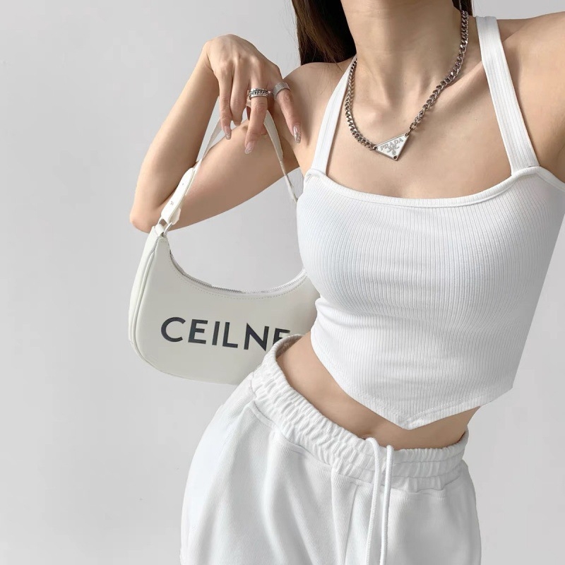 Top damă din nylon cupe fixate, croială Slim, bretele de umeri, Love ling'er