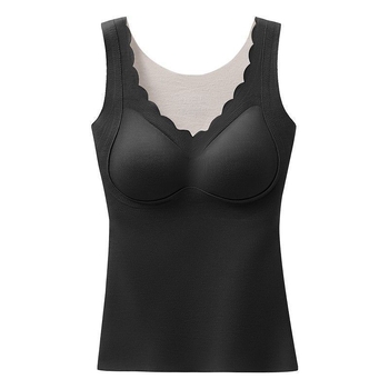 Vesta termică feminină din nailon, fără cusături, cu pernă pentru sân, decolteu în V, margine din catifea