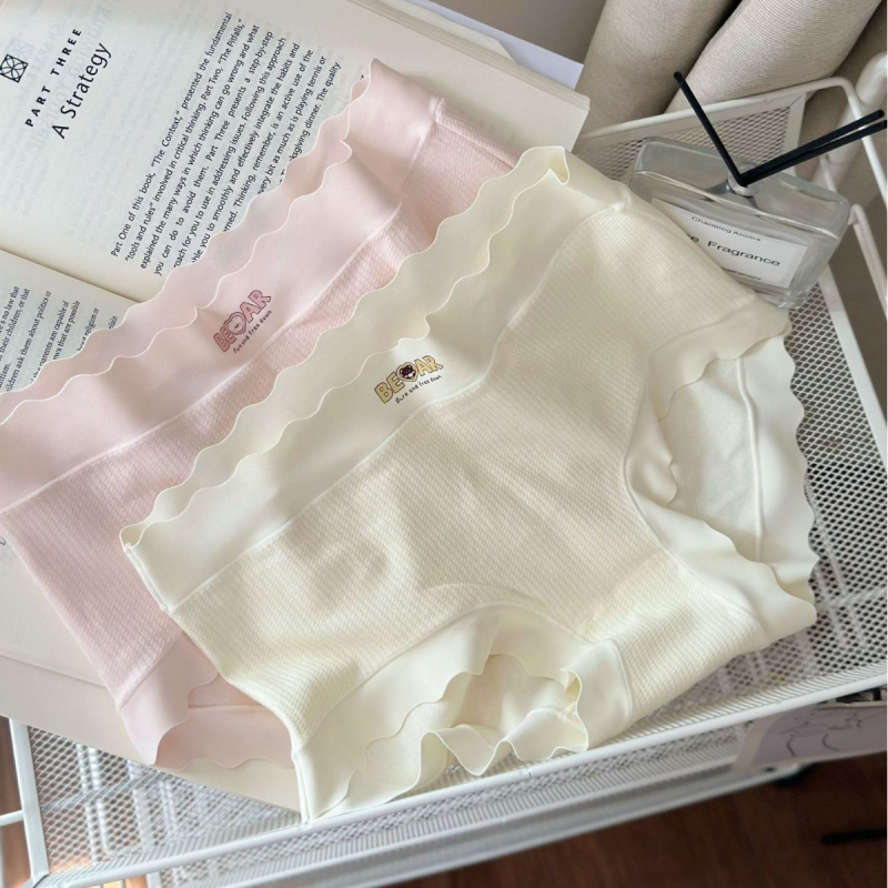 Chiloți de femei din bumbac, talie medie, croială triunghi, respirabili, țesătură Jacquard