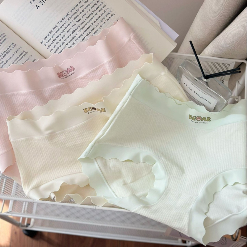 Chiloți de femei din bumbac, talie medie, croială triunghi, respirabili, țesătură Jacquard