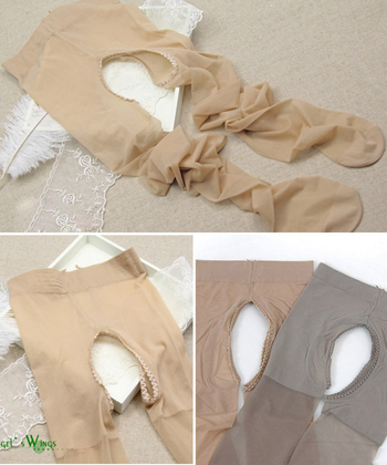 Nyitott ágyékkal ellátott harisnyanadrág, láthatatlan formázás, vékony 15D, spandex-keverék, egyszínű mintázat