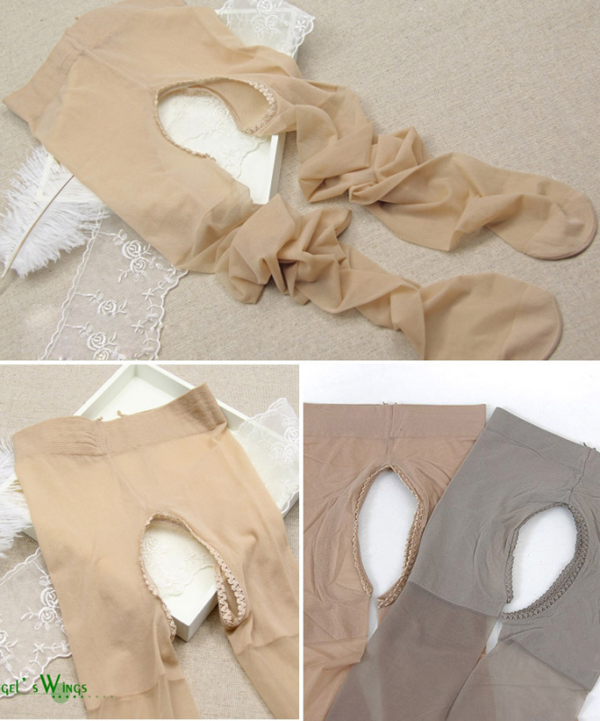 Nyitott ágyékkal ellátott harisnyanadrág, láthatatlan formázás, vékony 15D, spandex-keverék, egyszínű mintázat