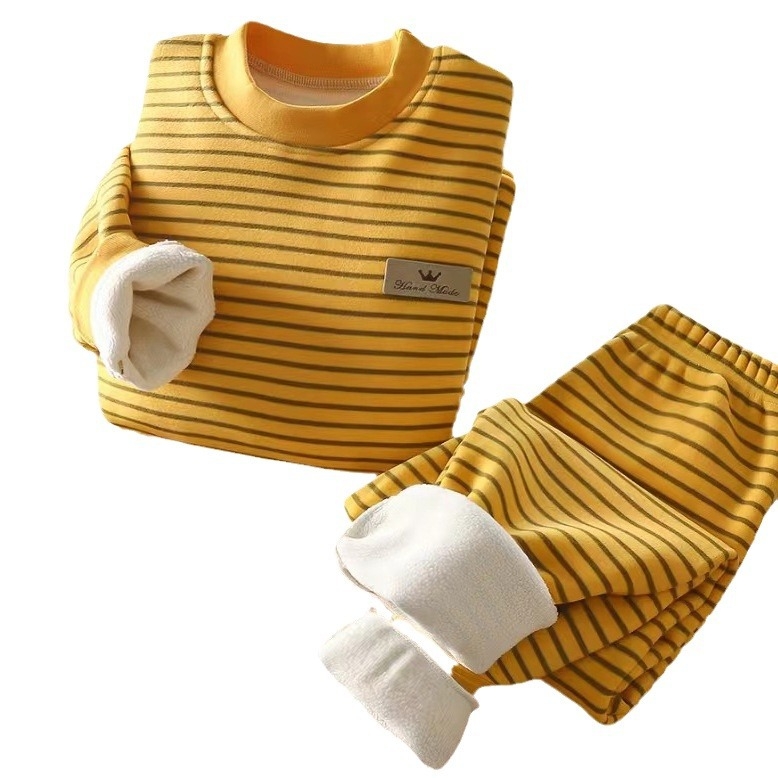 Vaikų flisinės šilumos komplektas dryžuotas, unisex, 3-8 metų amžiaus, ruduo-žiema-pavasaris, pagrindinis audinys: poliesteris 90%