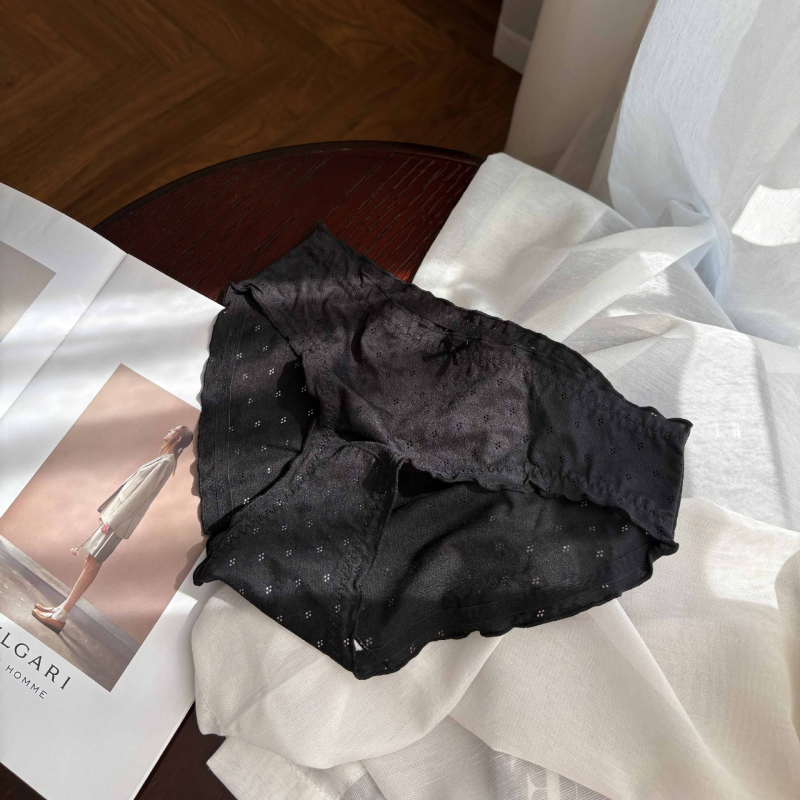 Chiloți pentru fete din nailon 80–90%, respirabili și uscare rapidă, imprimeu tridimensional pe plasă subțire, talie medie