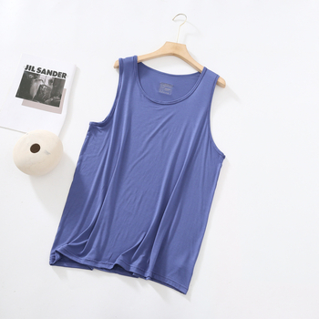 Vestă bărbați din Modal, croială lejeră, fără mâneci, top de vară cu decolteu rotund, 95–100% Modal